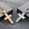 Hip Hop 316L Stainless Steel & Full CZ Cross Pendant Necklace Man Double Layer Hollow Cross Jewelry Gifts Trend Necklaces