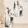 Women Plus Size Round Neck Three Quarter Sleeve Printed Flared Top And Flared Pants Two Piece Set