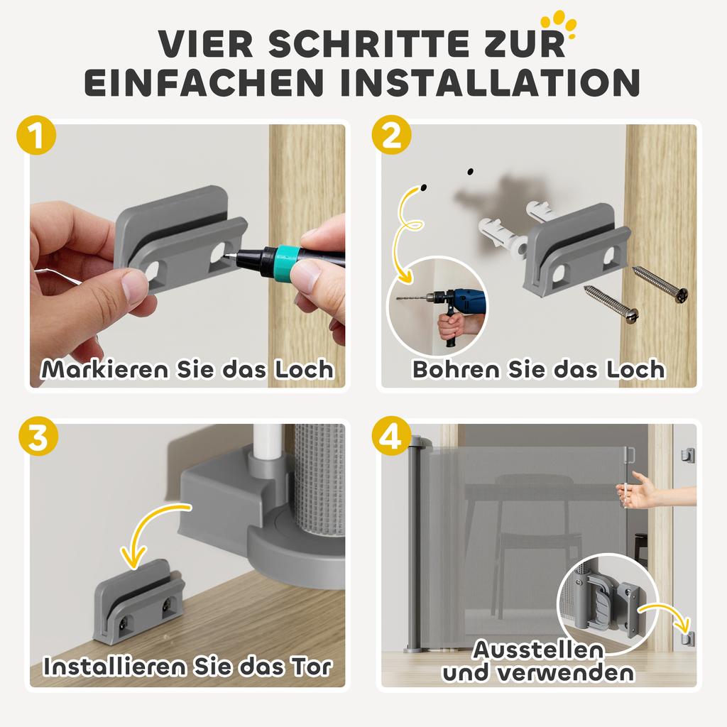Stair Safety Gate Extendable 0-136cm 87 cm High Door Safety Gate for Pets 142 x 10 x 87 cm Grey