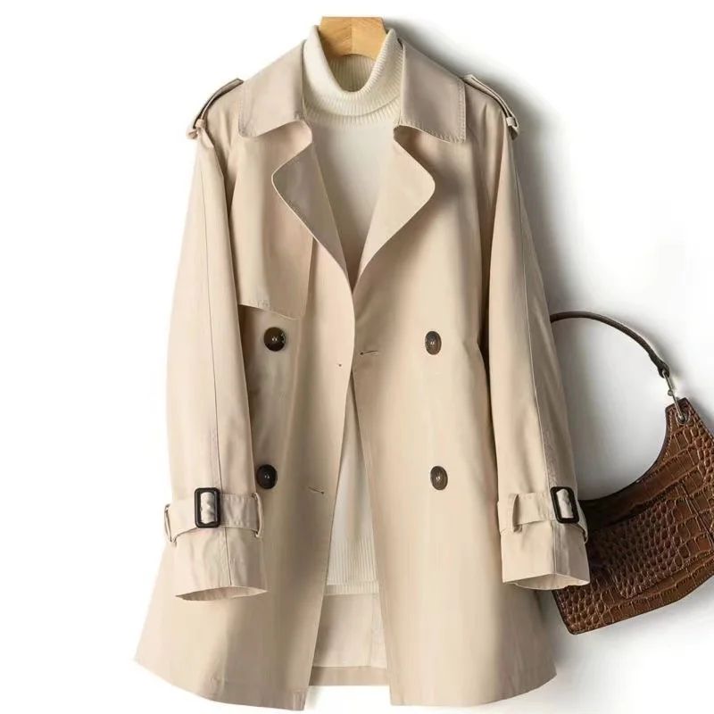 Women Trench Coat Autumn New Korean Double-breasted All-Match Casual Loose Female Windbreaker Outerwear Overcoat Ladies