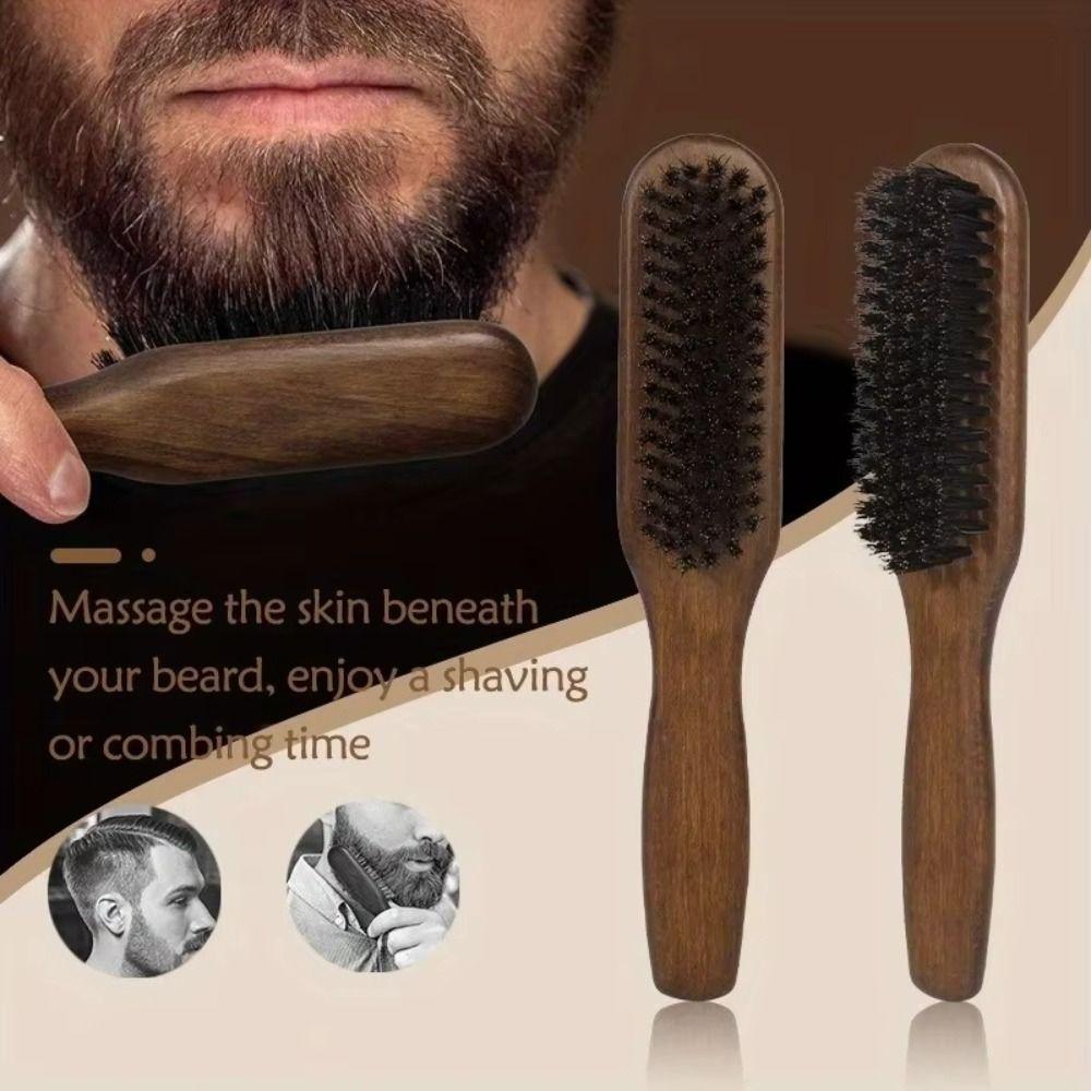 Brown Boar Bristle Hair Brush Professional Bristle Brush Barber Styling Tool for Thick Fine Hair