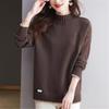 Plus Size Color Block Half-High Neck Sweater - Women's Loose Autumn/Winter Knit Pullover