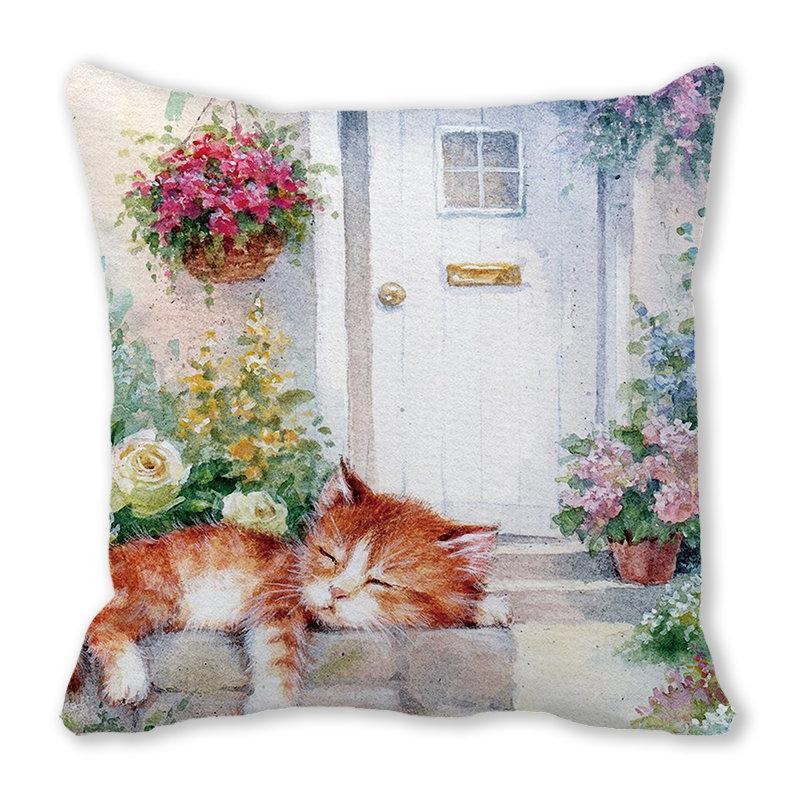 45x45cm pfirsichfarbenes Samt-Katzenkissen, weich und niedlich, Weihnachts-Sofakissen, festliche Heimdekoration,  (abnehmbar und waschbar)