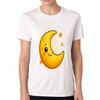 Cute Moon Stars Ladies Cotton T Shirt, Premium Cotton Quality Print, Durable, Casual Fashion. Funny Cartoon Moon Graphic Tee, Comfortable Fit, Stylish
