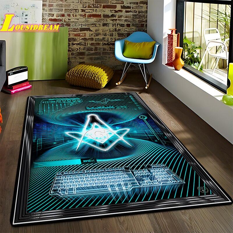 Freemason Illuminati Fashion Print Rug Home Decor Rug Anti-Slip Rug Living Room Bedroom Kitchen Bathroom Balcony Floor Mats