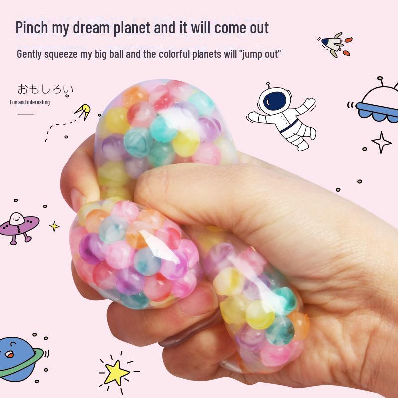 

Красочный креативный шарик из бисера: Игрушка-сжималка для снятия стресса с успокаивающей музыкой