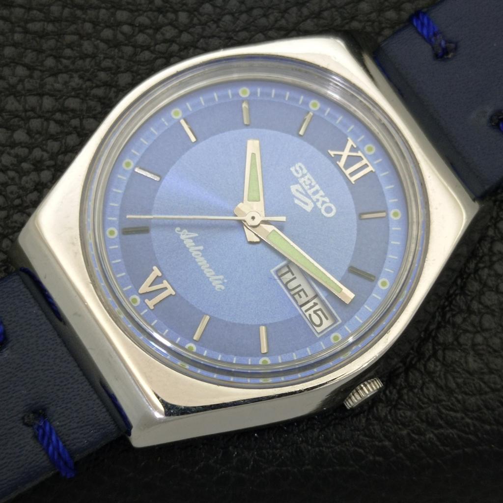 JAPAN VINTAGE SEIKO 5 AUTOMATIC 6309A MENS BLUE COLOR DIAL WATCH A701441-5 R206b-a701441
