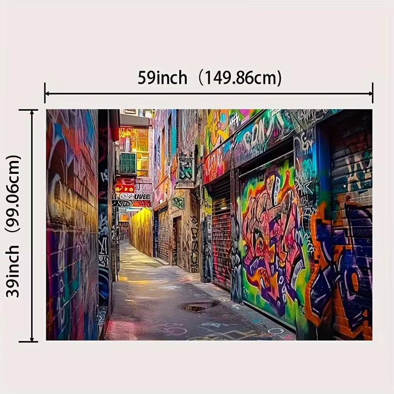 2D Vibrant Street Graffiti Backdrop Urban Alleyway Party Banner