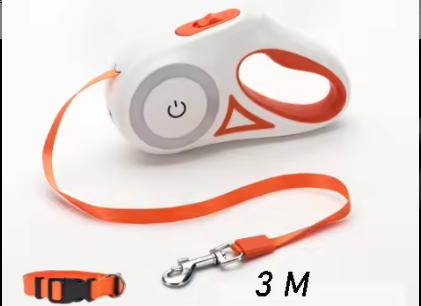 Wholesale 3M 5M Streamer Automatic Retractable Dog Leash with Collar Set (as the picture,as picture)