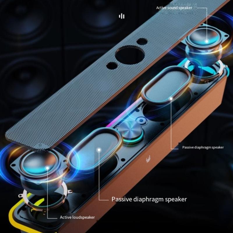 Gaming Computer Speaker With LED Lighting Corded Bluetooth-compatible Portable For PC Laptop