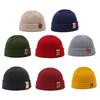 Knit Winter Hat Solid Color Fleece Lined Men Women Brimless Hat Cold Weather Outdoor Activities Breathable Hat