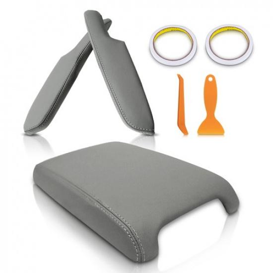 

Center Console&Front Door Armrest Cover Leather for Honda Civic Sedan 06-11 Gray