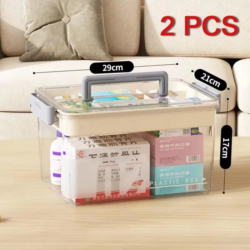 Transparent Multi-Layer Home Medicine Box-Large Capacity Medical Storage Case Perfect for Medication Organization First Aid Use