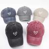 1pc Baseball Cap With White Heart Embroidery,Vintage Style,Adjustable Strap, Comfortable And Breathable, Perfect For Daily Wear