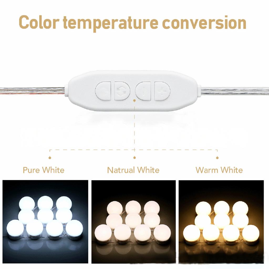 LED Makeup Mirror Light Bulbs USB Charging Vanity Makeup Mirror Lights Bathroom Dressing Table Lighting Dimmable LED Wall Lamp