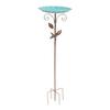 Bird Bath Feeder with Stake Height Adjustable Vintage Metal Cold Proof Standing Birdbath Birdfeeder for Garden Terrace