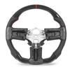 Hydro Dip Carbon Fiber Look Steering Wheel Flat Sport Perforated Leather Hand Grip for Mustang 2010 To 2014