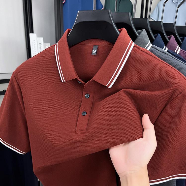 Men's 100% Cotton Short Sleeve Lapel Polo Shirt - 2026 Summer Casual Loose Fashion Top