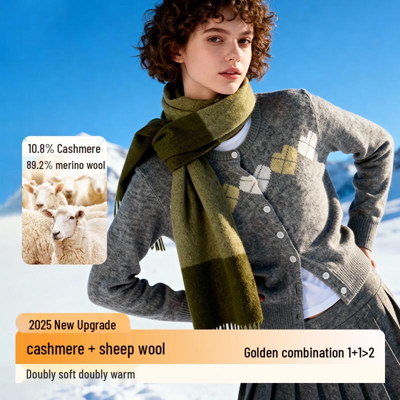 

TOEARTH Women s Colorblock Cashmere Wool Blend Plaid Scarf