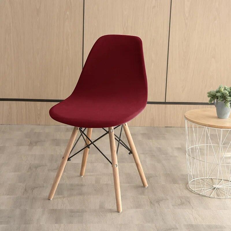 Velvet Fabric Shell Chair Cover Stretch Dining Seat Covers Slipcover Furniture Protector Hotel Home Office Living Room Removable