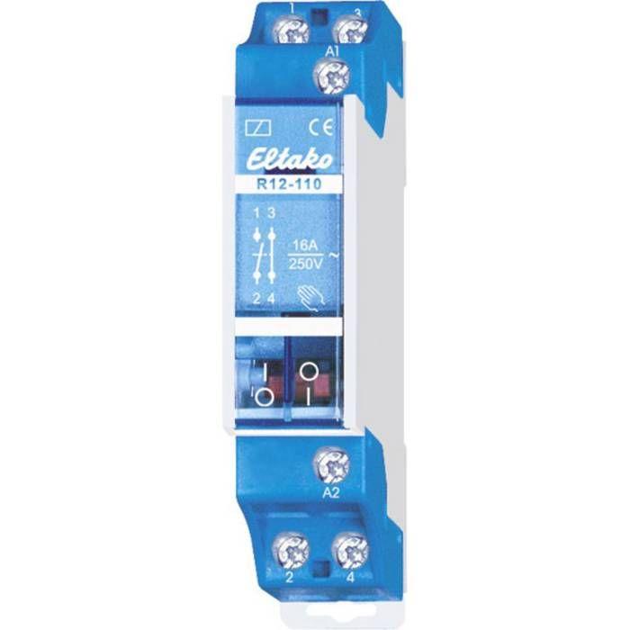 Eltako R12-110-230V Relais de commutation Tension nominale: 230 V Courant de commutation (max.): 16 A 1 NF (R), 1 NO (T