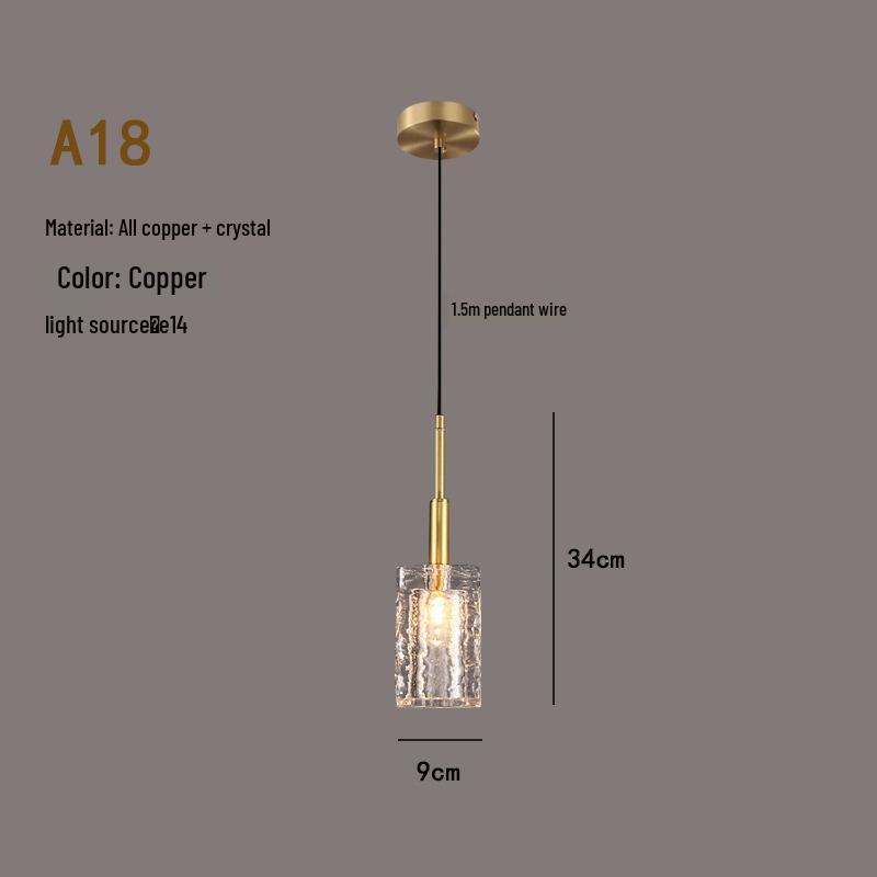 Luxury All-Copper Crystal Chandelier Pendant for Restaurants and Bedrooms