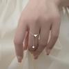 Adjustable Women's 925 Silver-Plated Heart Ring - Fashionable Finger, Knuckle, or Pinky Accessory