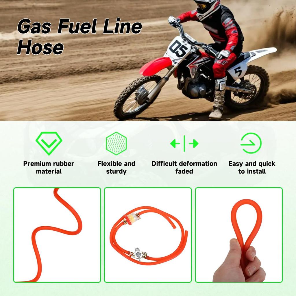 3.28FT 3/16 Inch ID Gas Fuel Line Compatible With 125Cc 110Cc Tao Tao Coolster Apollo GY6 CRF50 XR50 50Cc 90Cc Motorcycle Pit Dirt Bike ATV Go Kart