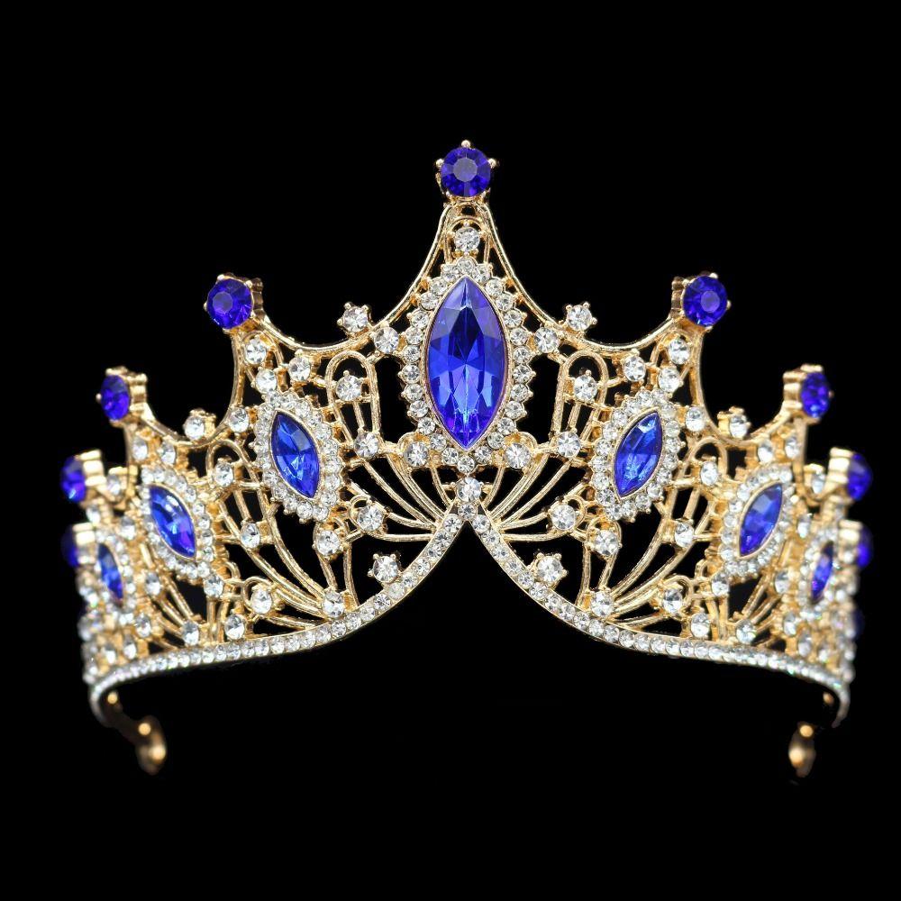Shiny Baroque Crown Multicolor Rhinestone Crown Luxury Princess Tiara  Dress Accessories