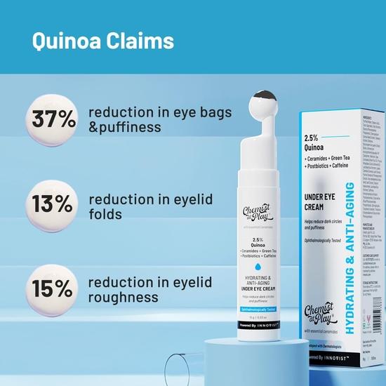 Chemist at play Krém pod oči s 2 % Revital Eye & Quinoa Extract|Vraní nohy|Rostlinné ceramidy| Válec pro muže a ženy|15g