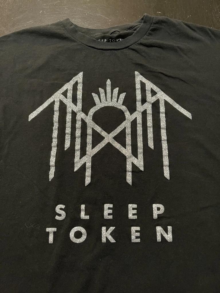 Sleep Token Glitter Print Logo 100% Cotton T-shirt Mens Tees Top, Black, Size: XL