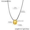 High Polished Geometric Pendant Adjustable Black Rope Stainless Steel Clavicle Necklace Jewelry