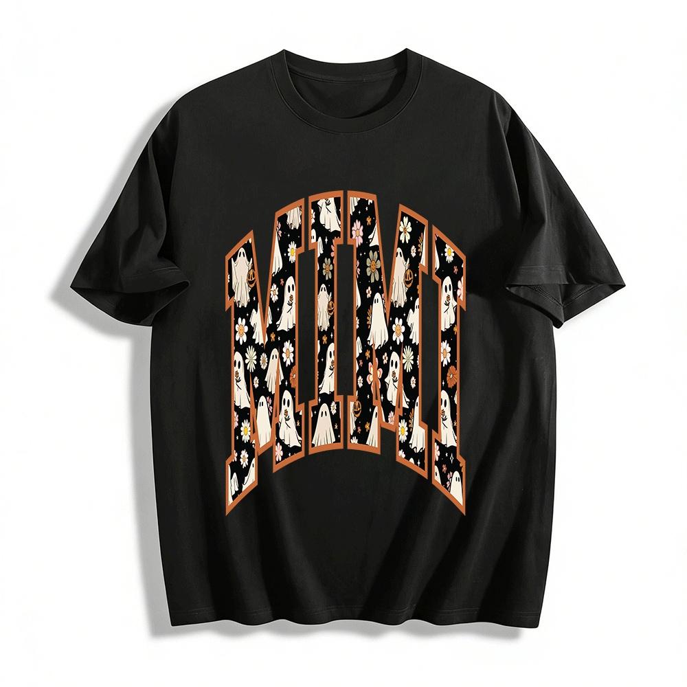 Halloween Retro Ghost Print MIM Top Casual Loose Festival T-Shirt Pure cotton T-shirt XXS