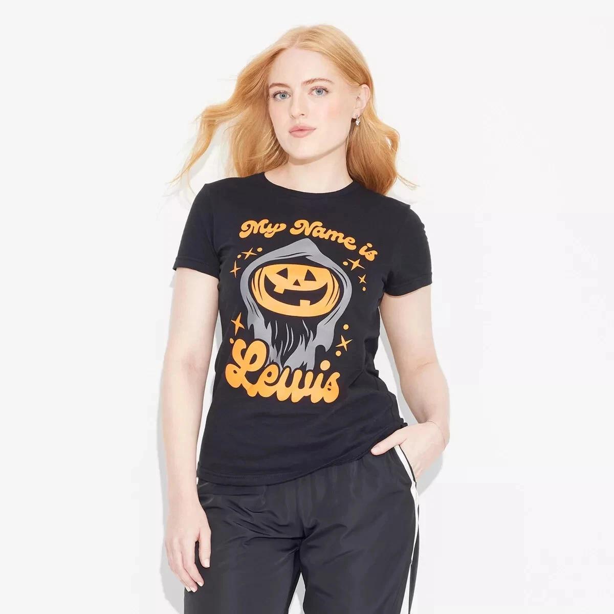 Lewis & Friends Womens Lewis The Pumpkin Ghoul My Name Is Lewis Shirt New Small M