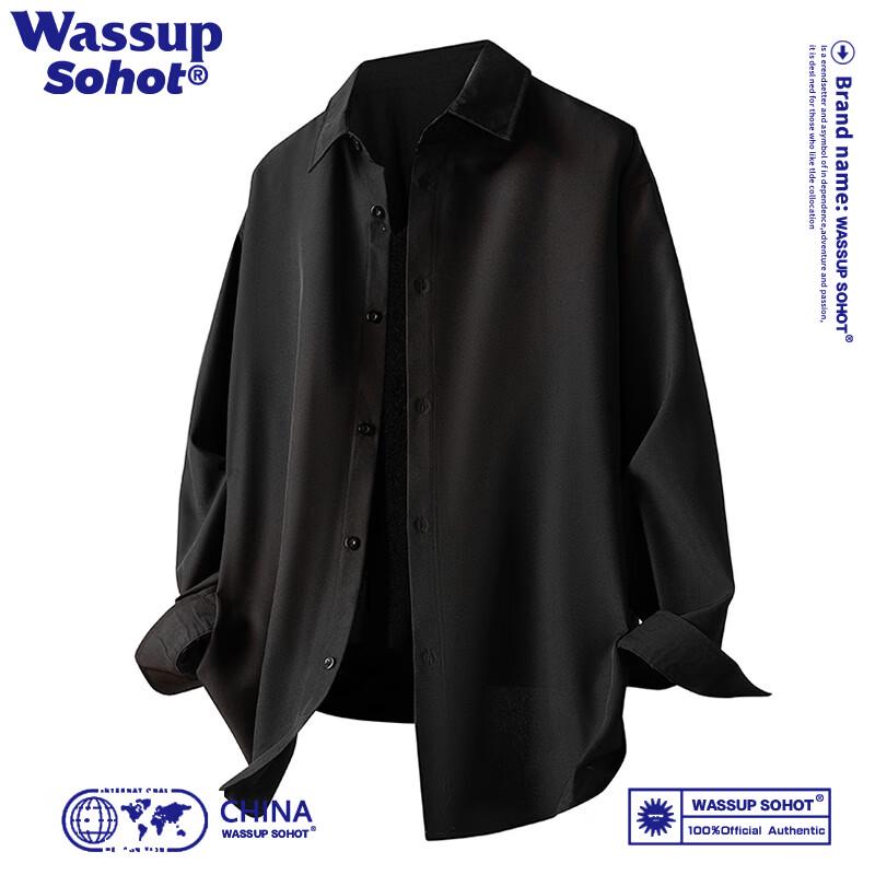 Wassup Sohot Men s Summer Draping Ice Silk Long-Sleeve Shirt L