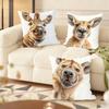 Fun animal selfies Cushion Cover Natural Linen Organic Fabric DoubleSided Printing Couch Pillow Covers Home Decor Gift