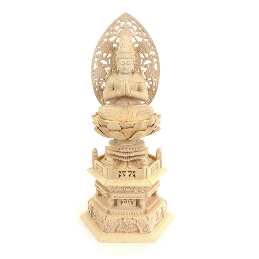 

special Buddha statue Made of cypress wood Seishi Bodhisattva seated statue dimensions height 24 base width base depth Grass light back hexagonal base
