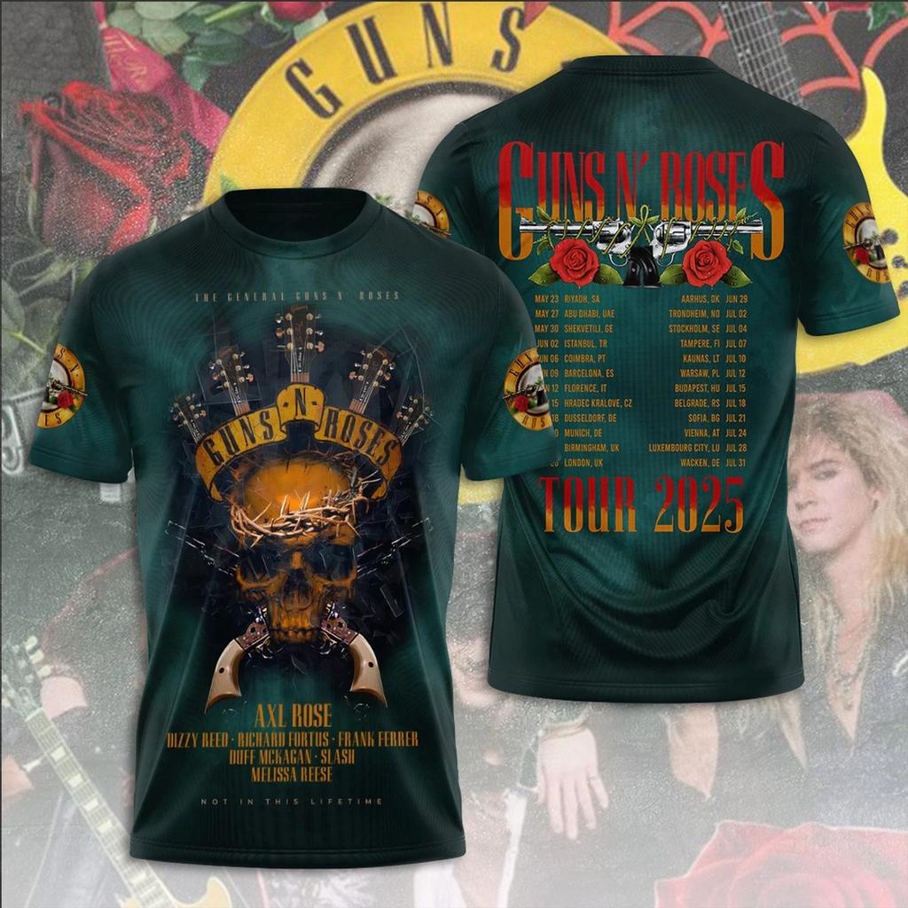 Guns N' Rose Tour Rock Pop Street 3D Tištěné Pánské Tričko Košile Americká Hudba Sběratelské Epic Harajuku Vrchol Pánské Oblečení