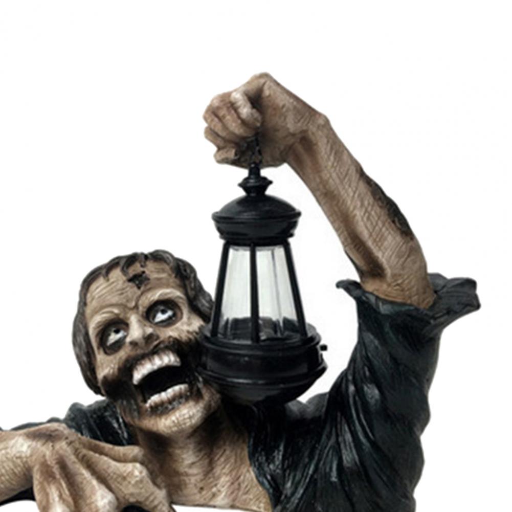 Zombies With Lamp Statue Garden Decor For Home Yard Lawn, Halloween Creepy Zombie Sculpture