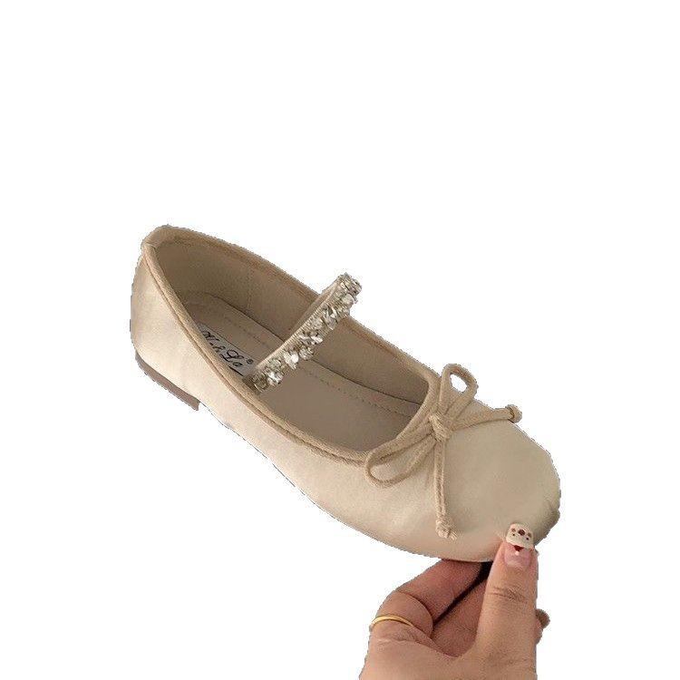 Evening Wind Shoes French Rhinestones with Mary Jane Single Shoes Flat Ballet Shoes Early Spring New Soft-soled Women's Shoes