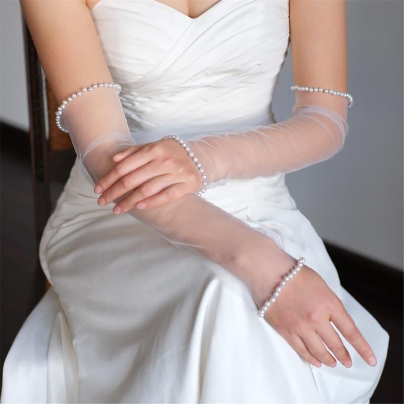 Wedding Pearls Gloves Wedding Gloves Party Supply Bridal Gloves for Concert Fingerless White Gloves