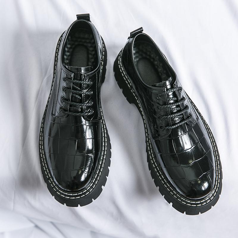 Fashion Fashion Thick Bottom Man Oxford Footwear Lace-Up Outdoor Male Shoes Fashion Casual Shoes Artificial Leather Mens Business Shoes