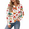 Damen Strickoberteil mit Knopfleiste und Weihnachtsdruck, Langarm, für festliche Freizeitkleidung