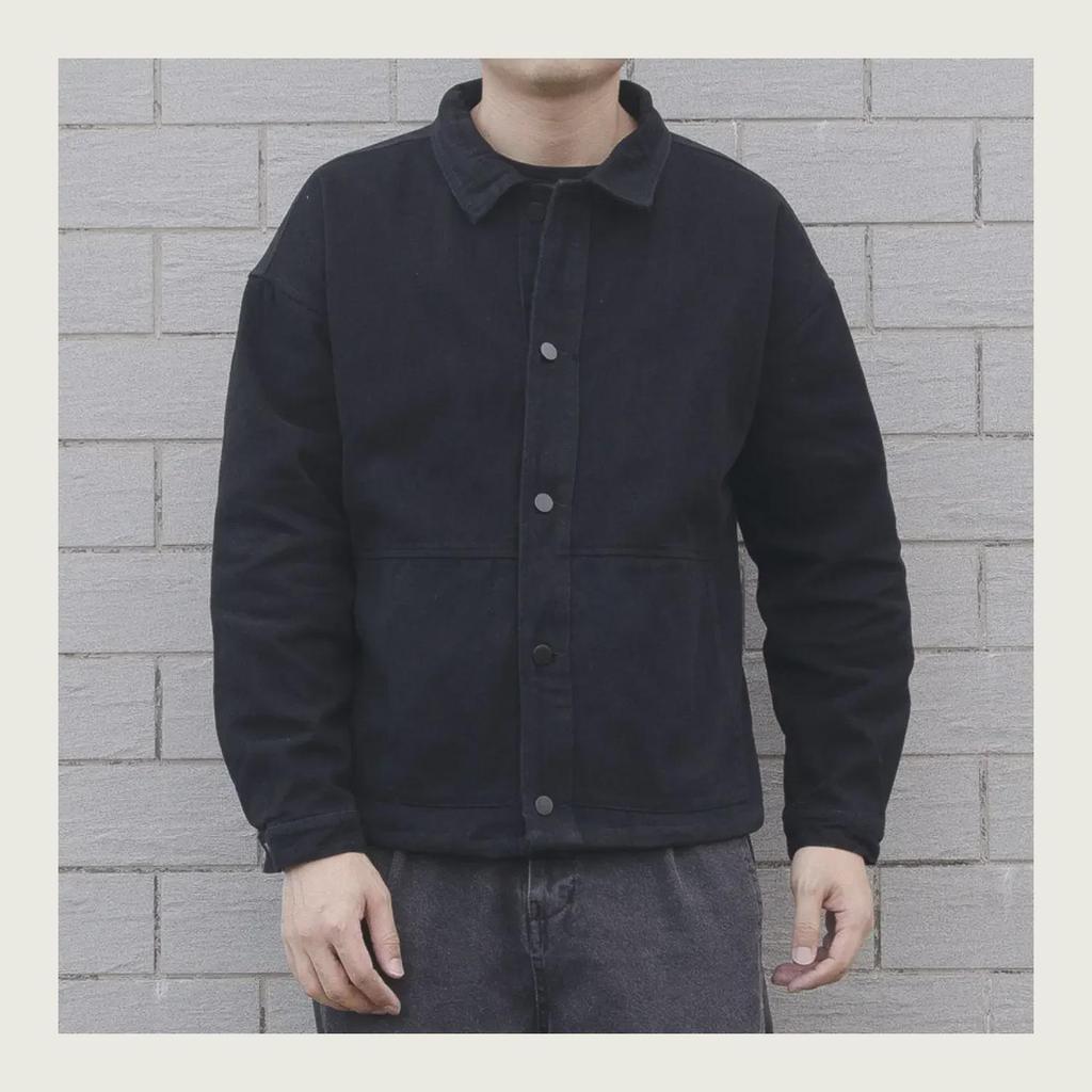 Men's Black Denim Jacket - Korean Style, Trendy, Versatile, Simple, Loose Fit for Teenagers and Students