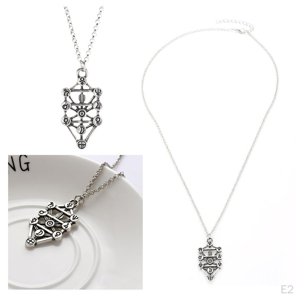 Silver/ Livets Kabbalah Geometriskt Hänge Halsband Kedja
