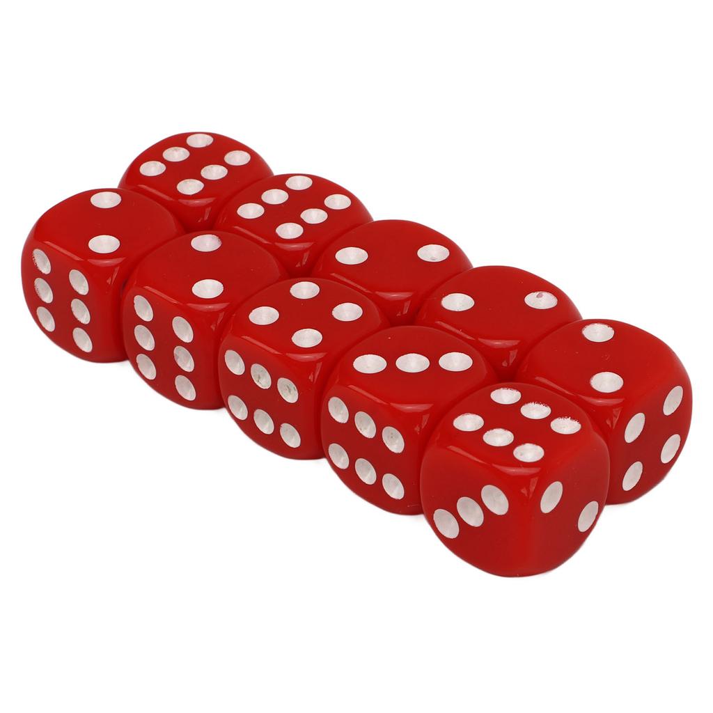 30Pcs Dice Set 6 Sided Round Corner White Number Dots Plastic Portable Game Dice for Board Games Math Teaching Red