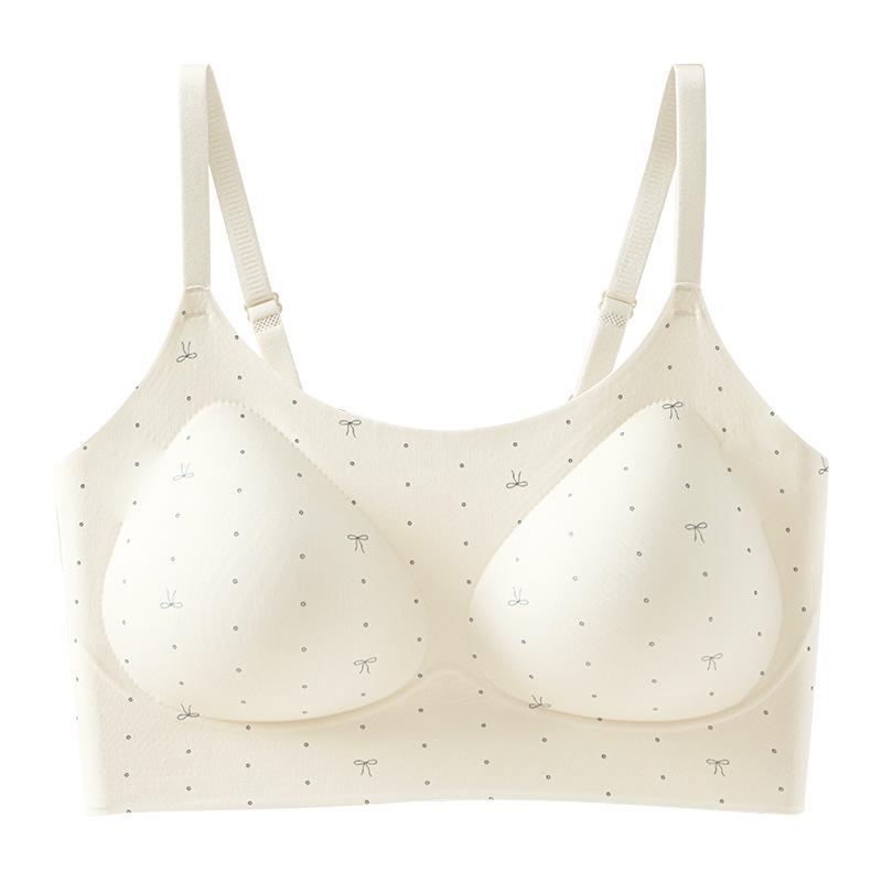 French Floral Girls  Seamless Wireless Strappy Tank Top Bra with Gathered Side Support. M (80-95 lbs)