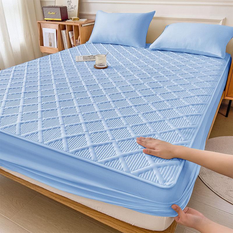 

Cotton Quilted Bed Sheet, Universal Bed Cover for All Seasons, All-inclusive Thickened Bed Sheet, Mattress Protector, Skin-friendly Sleeping Naked 90x200cm - single bed hat