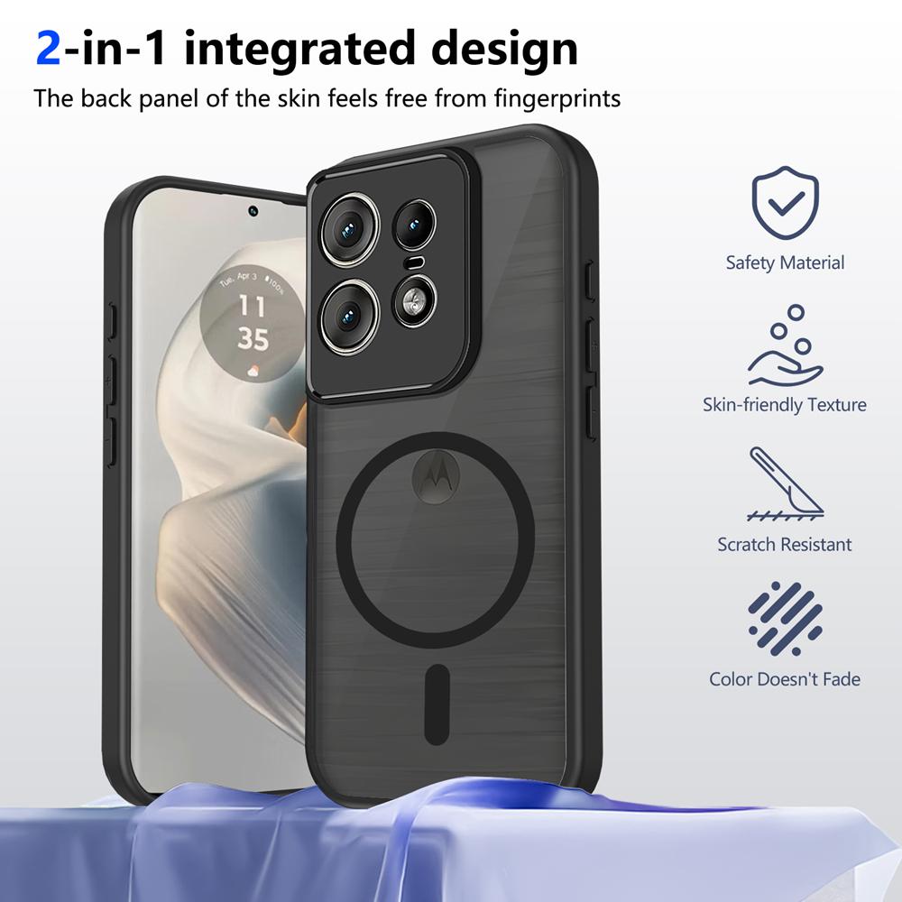KEYSION Magnetyczne Etui na Telefon do Motorola Edge 50 Pro 5G Matowe Półprzezroczyste Przezroczyste Odporne na Wstrząsy Pokrowiec do Edge 50 Ultra 50 Fusion 5G
