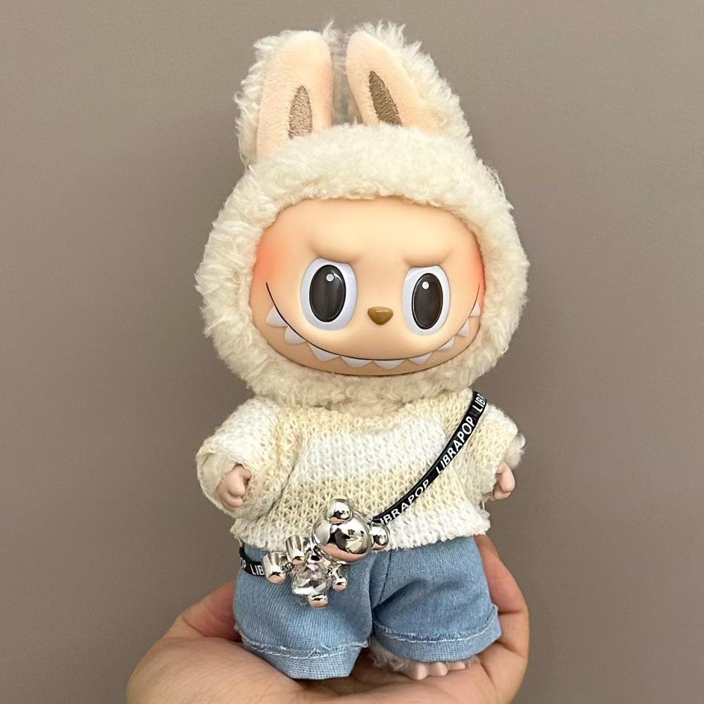 Doll Designer Clothes Suitable For V1/2/3 Labubu T-shirt Pants Little Bear Pendant 3PCS/Pack Cute Fashion Plush Doll Accessory